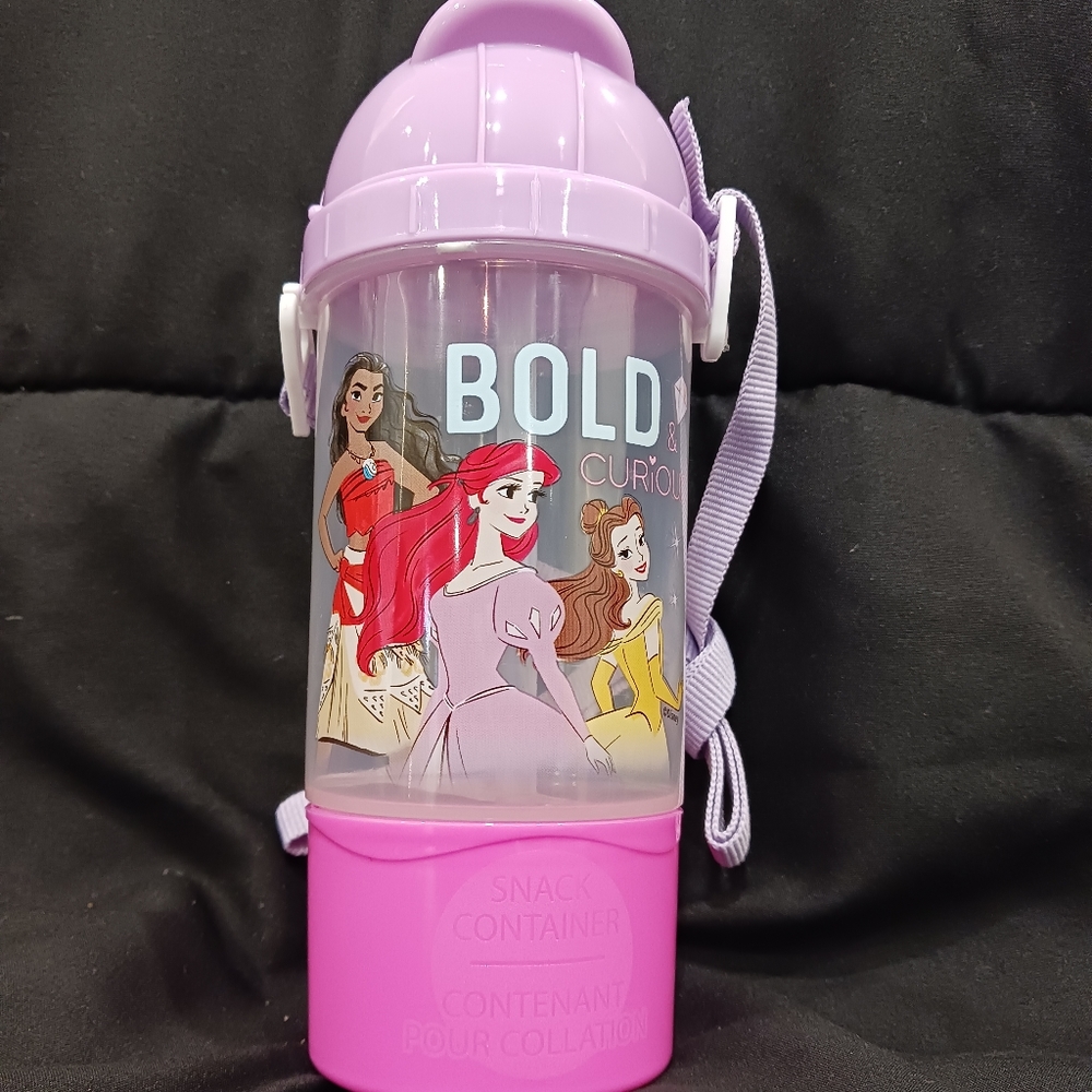 Princess Rock N Sip N Snack Cup purple/pink Straw 13oz.